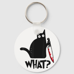 Kat Wat Leuke Zwarte Kat Shirt Moorddadige Kat Met Sleutelhanger