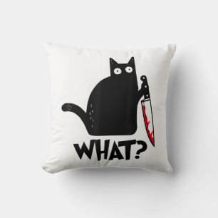 Kat Wat Leuke Zwarte Kat T-shirt Moorddadige Kat M Kussen