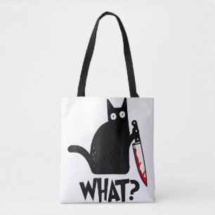 Kat Wat Leuke Zwarte Kat T-shirt Moorddadige Kat M Tote Bag
