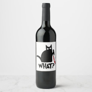 Kat Wat Leuke Zwarte Kat T-shirt Moorddadige Kat M Wijn Etiket