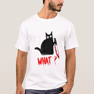 Kat Wat? Murderous Black Cat with Knife t-shirt