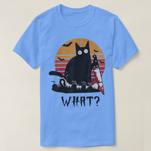 Kat wat Shirt grappige zwarte kat met dodelijke mo (Design voorkant)