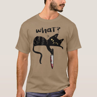 Kat wat Shirt zwart kat met Knife Killer Hwe