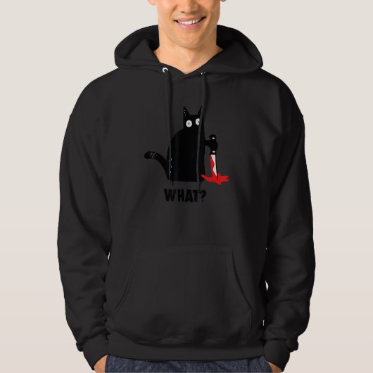 Kat wat zwart, moorddadig kat met mes hoodie (Voorkant)