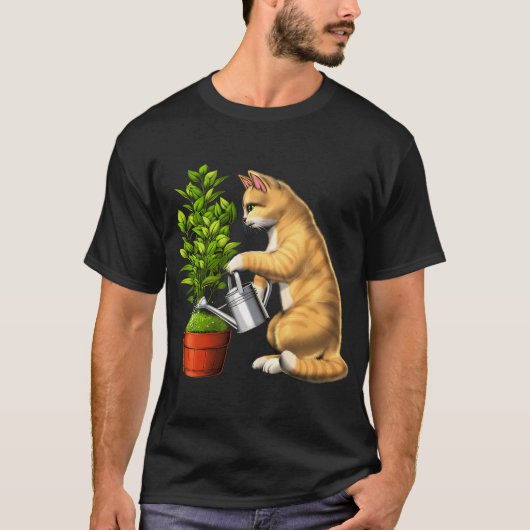 Kat Water geeft Planten T-shirt (Voorkant)