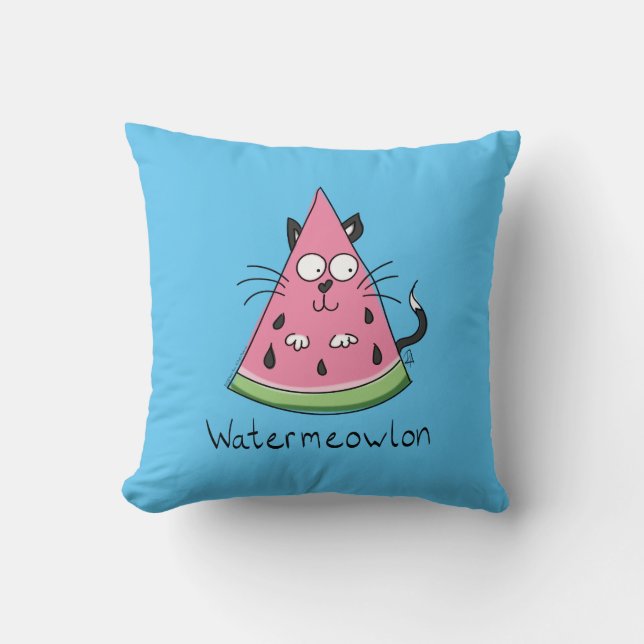 Kat Watermeloen Kind Kussen (Voorkant)