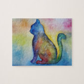 Kat Waterverf foto puzzel met geschenkdoos Legpuzzel (Horizontaal)