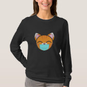 Kat Wearing Face Mask, Cute Oranje Cat Lovers Pet T-shirt (Voorkant)