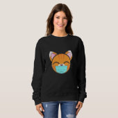 Kat Wearing Face Mask, Cute Oranje Cat Lovers Pet Trui (Voorkant volledig)