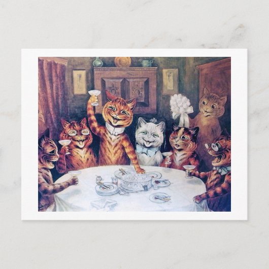 Kat Wedding, huwelijk, bride, Louis Wain Briefkaart (Voorkant)