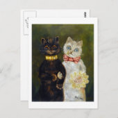 Kat Wedding, huwelijk, bride, Louis Wain Briefkaart (Voorkant / Achterkant)