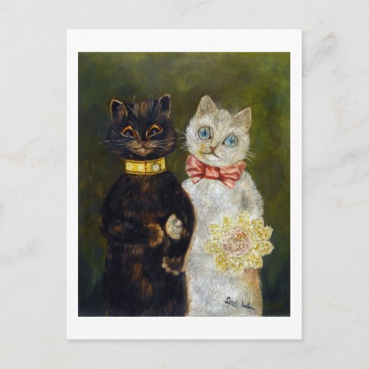 Kat Wedding, huwelijk, bride, Louis Wain Briefkaart (Voorkant)