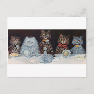 Kat Wedding, huwelijk, bride, Louis Wain Briefkaart