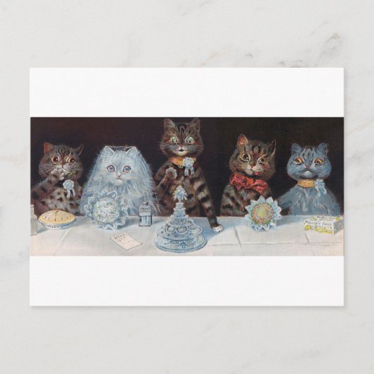 Kat Wedding, huwelijk, bride, Louis Wain Briefkaart (Voorkant)