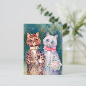Kat Wedding, huwelijk, bride, Louis Wain Briefkaart (Staand voorkant)