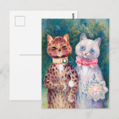 Kat Wedding, huwelijk, bride, Louis Wain Briefkaart (Voorkant / Achterkant)