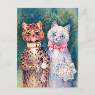 Kat Wedding, huwelijk, bride, Louis Wain Briefkaart