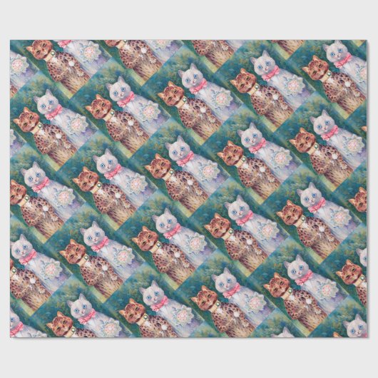 Kat Wedding, huwelijk, bride, Louis Wain Cadeaupapier (Vlak)