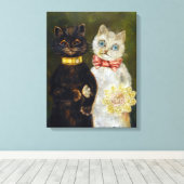 Kat Wedding, huwelijk, bride, Louis Wain Canvas Afdruk (Insitu (Houten vloer))