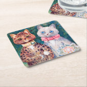 Kat Wedding, huwelijk, bride, Louis Wain Kartonnen Onderzetters (Schuin)