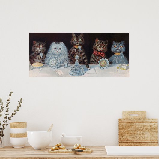 Kat Wedding, huwelijk, bride, Louis Wain Poster (Keuken)