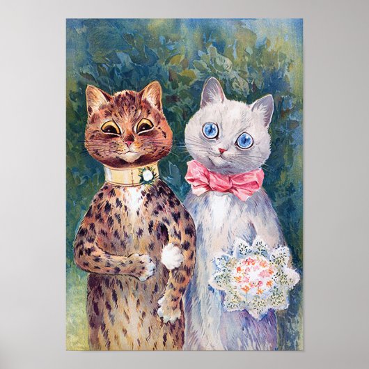 Kat Wedding, huwelijk, bride, Louis Wain Poster (Voorkant)