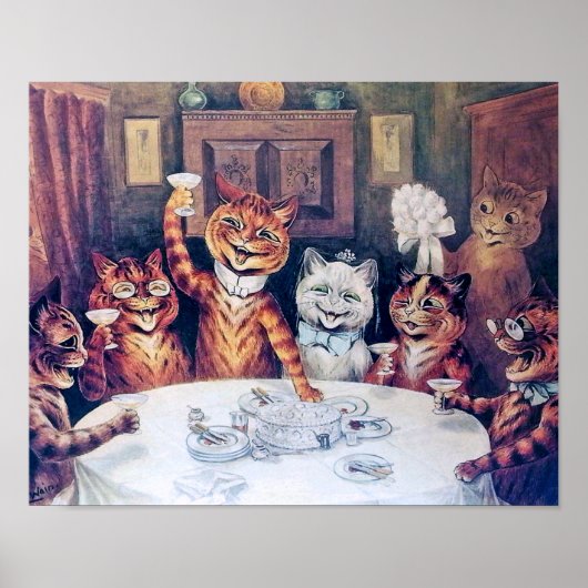 Kat Wedding, huwelijk, bride, Louis Wain Poster (Voorkant)