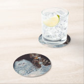 Kat Wedding, huwelijk, bride, Louis Wain Ronde Kartonnen Onderzetter (Insitu)