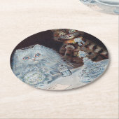 Kat Wedding, huwelijk, bride, Louis Wain Ronde Kartonnen Onderzetter (Gebogen)