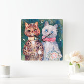 Kat Wedding, Marriage, Bride, Louis Wain Vierkante Klok (Huis)