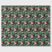 Kat weerspiegeld in een rode kerstversiering cadeaupapier (Vlak)