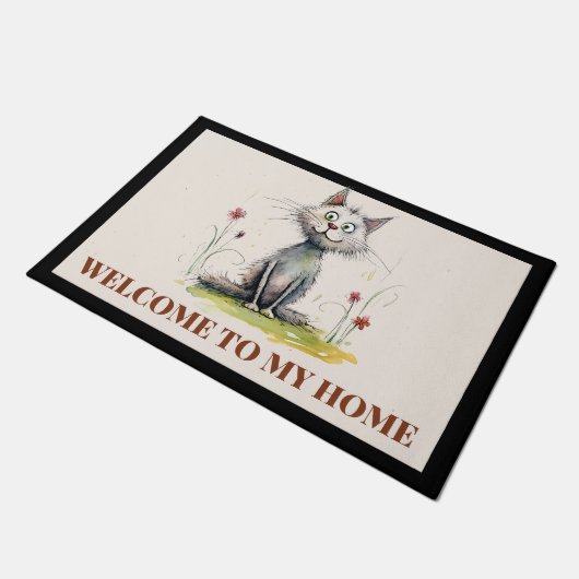 Kat Welkom Deur Mat (Schuin)