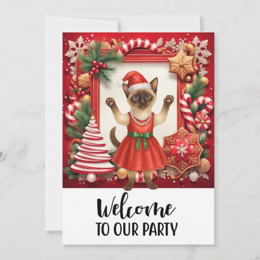 Kat Welkom op het kerstfeest Kaart (Voorkant)