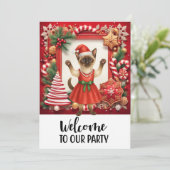 Kat Welkom op het kerstfeest Kaart (Staand voorkant)