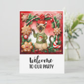 Kat Welkom op het kerstfeest Kaart (Staand voorkant)