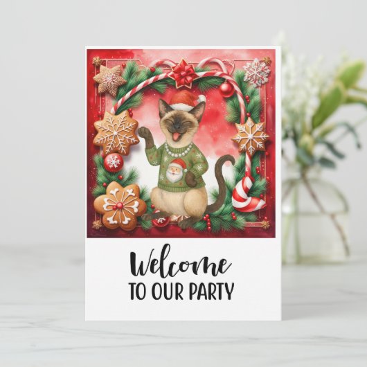 Kat Welkom op het kerstfeest Kaart (Staand voorkant)