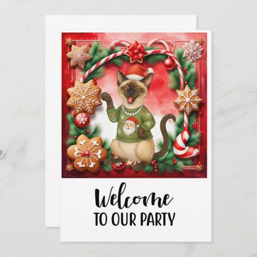Kat Welkom op het kerstfeest Kaart (Voorkant / Achterkant)