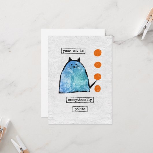 Kat-Wenskaart - Funny Cat Exception Polite Kaart (Voorkant / Achterkant in situ)
