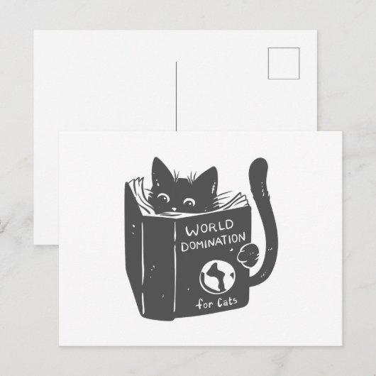 Kat wereldoverheersing katten - Kies achterkleur Briefkaart (Voorkant / Achterkant)