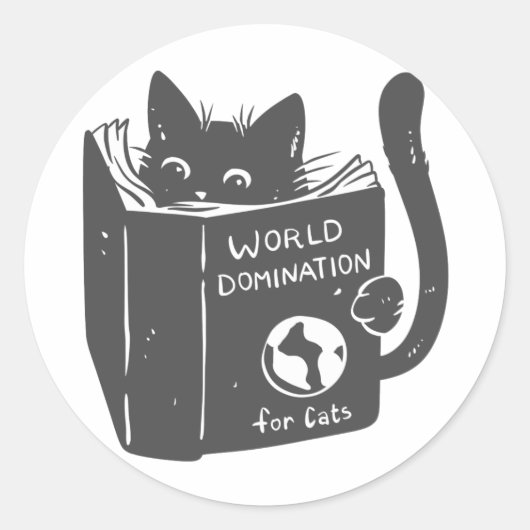Kat wereldoverheersing katten - Kies achterkleur Ronde Sticker (Voorkant)