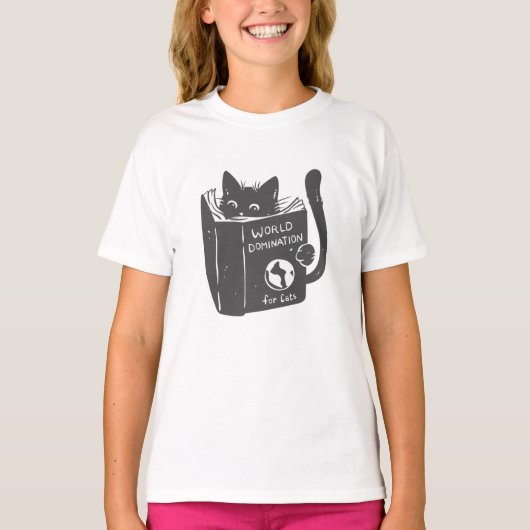 Kat wereldoverheersing katten - Kies achterkleur T-shirt (Voorkant)