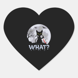 Kat What_ Murderous Black Cat with Knife Halloween Hart Sticker
