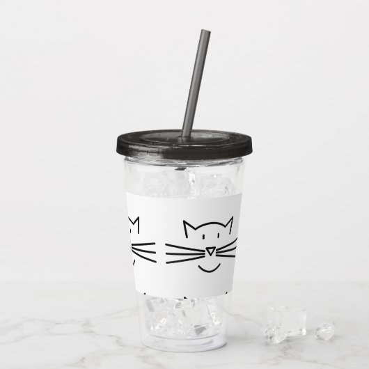 Kat Whisker Face Acryltumblers Acryl Drinkbeker (Achterkant ijs)