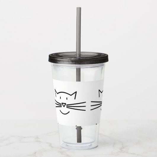Kat Whisker Face Acryltumblers Acryl Drinkbeker (Voorkant)