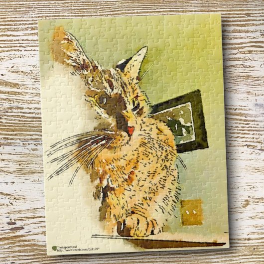 Kat Whiskers Heart Nose Waterverf Legpuzzel