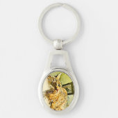 Kat Whiskers Heart Nose Waterverf Sleutelhanger (Voorkant)