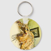 Kat Whiskers Heart Nose Waterverf Sleutelhanger (Voorkant)