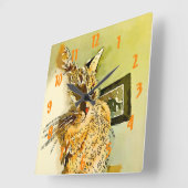 Kat Whiskers Heart Nose Waterverf Vierkante Klok (Hoek)