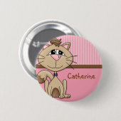 Kat Whiskers Name Badge Birthday Button (Voorkant /achterkant)