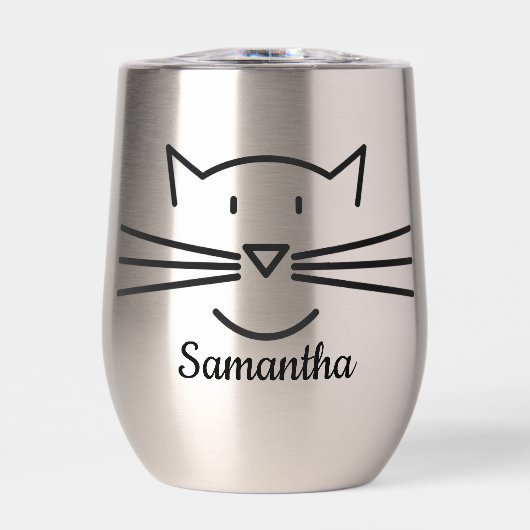 Kat Whiskers Ontwerp Thermische Wijn Tumbler (Voorkant)